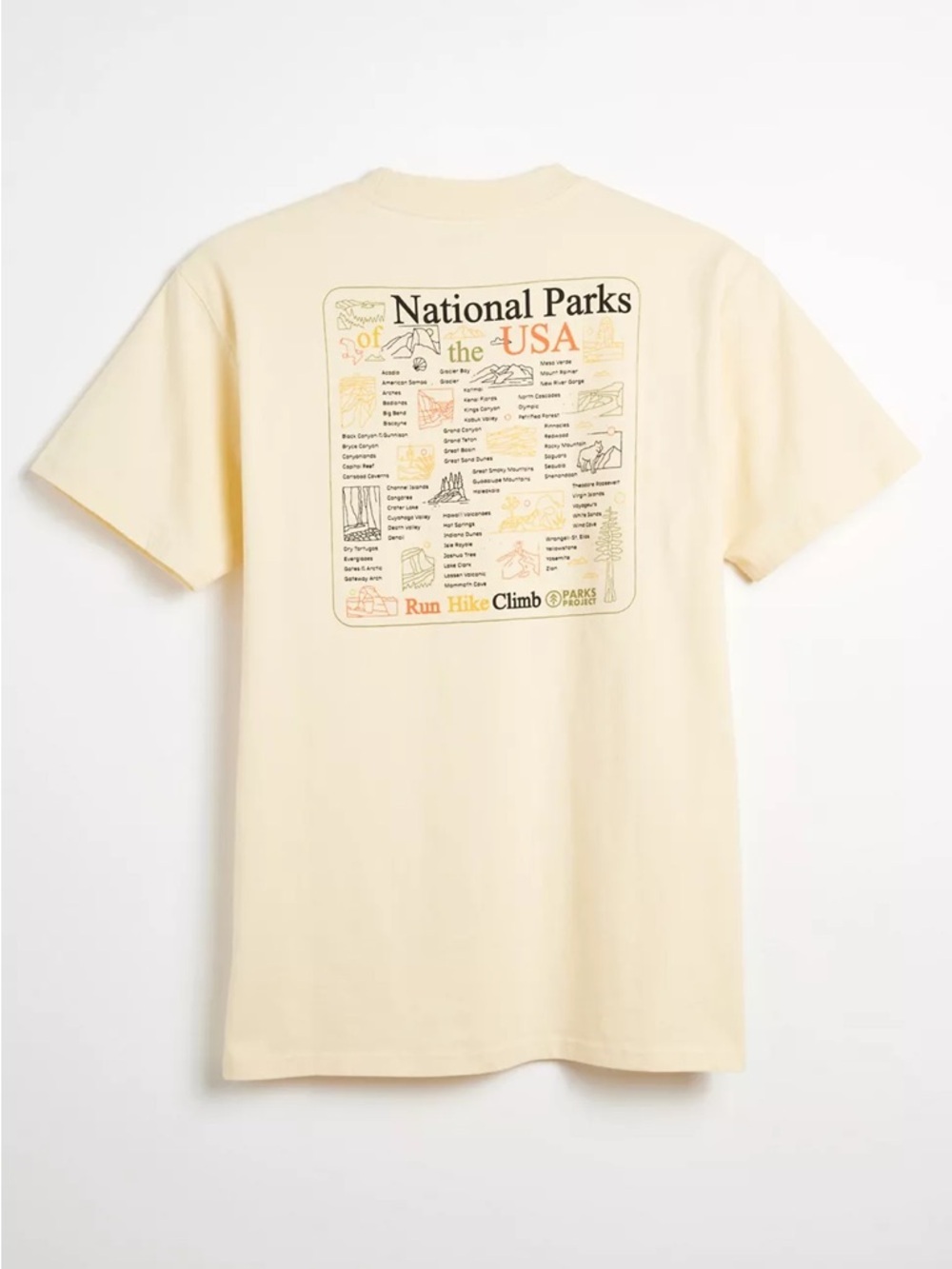 NWOT Parks Project UO Exclusive National Parks Checklist Graphic Tee Size XL